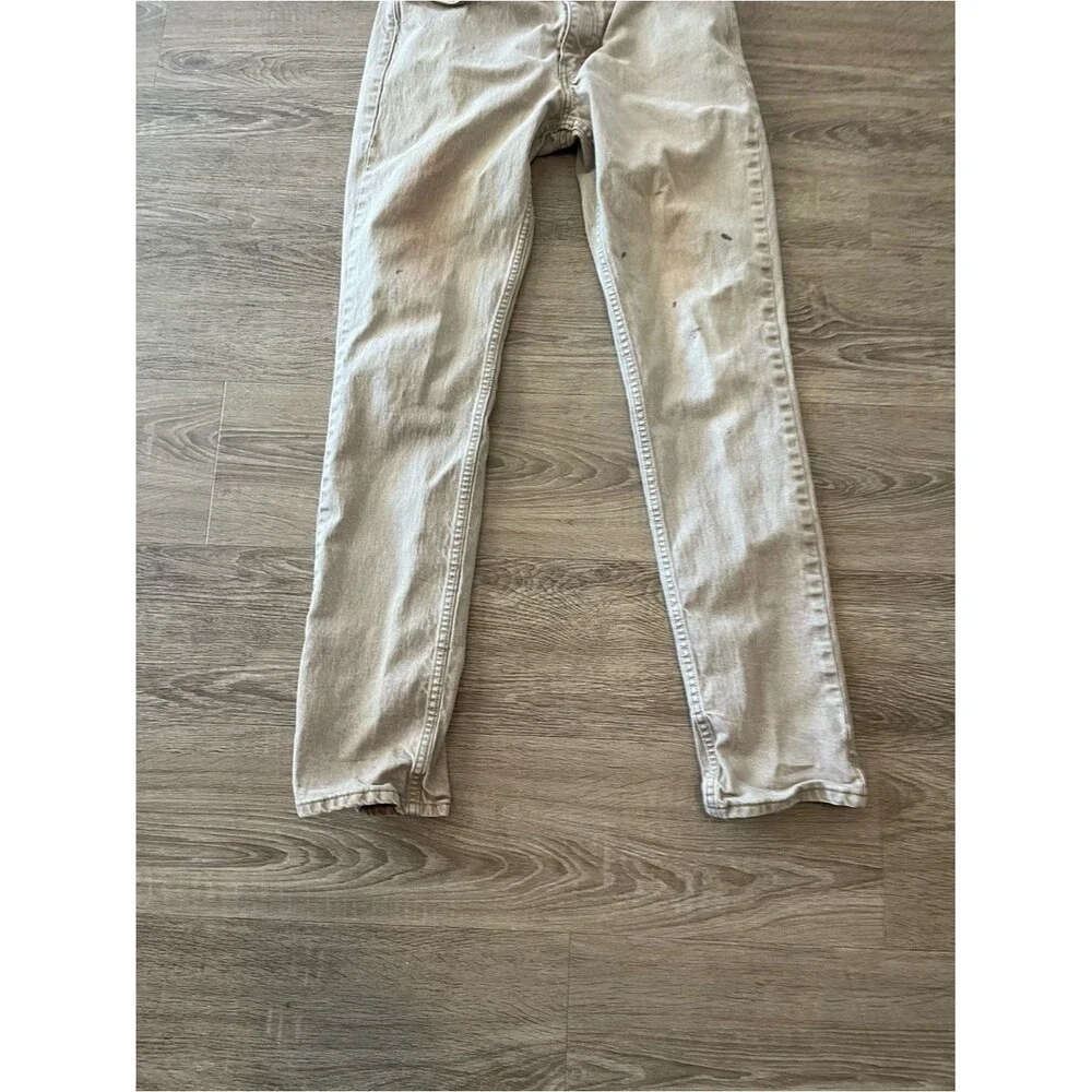 Levi’s 511 Slim Khaki Jeans Mens 32x34 Beige Stretch Denim Distressed Pants